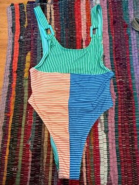 Brand new Aerie funky multi color one piece bikini. Size small. Cheeky